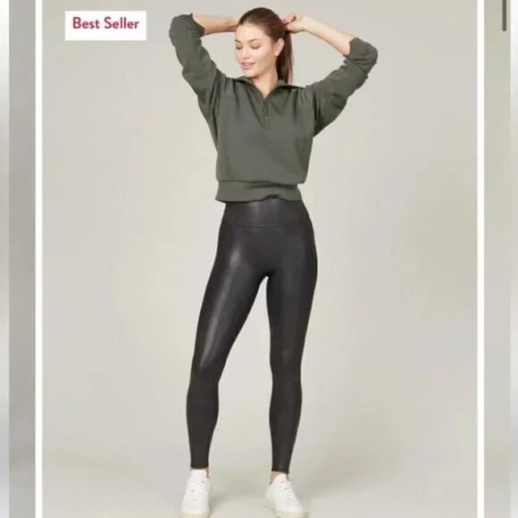 SPANX Pants - SPANX Leggings Sz XS Faux Leather Black